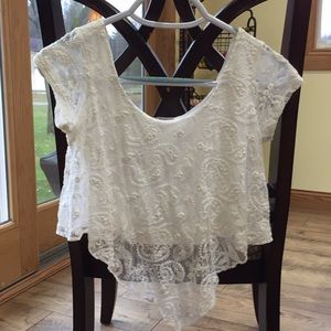 White Lace Crop Top